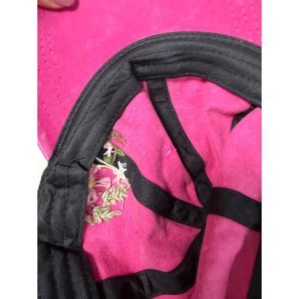 Hot‎ Pink Embroidered Floral Baseball Cap Women Casual Adjustable Outdoor Hat